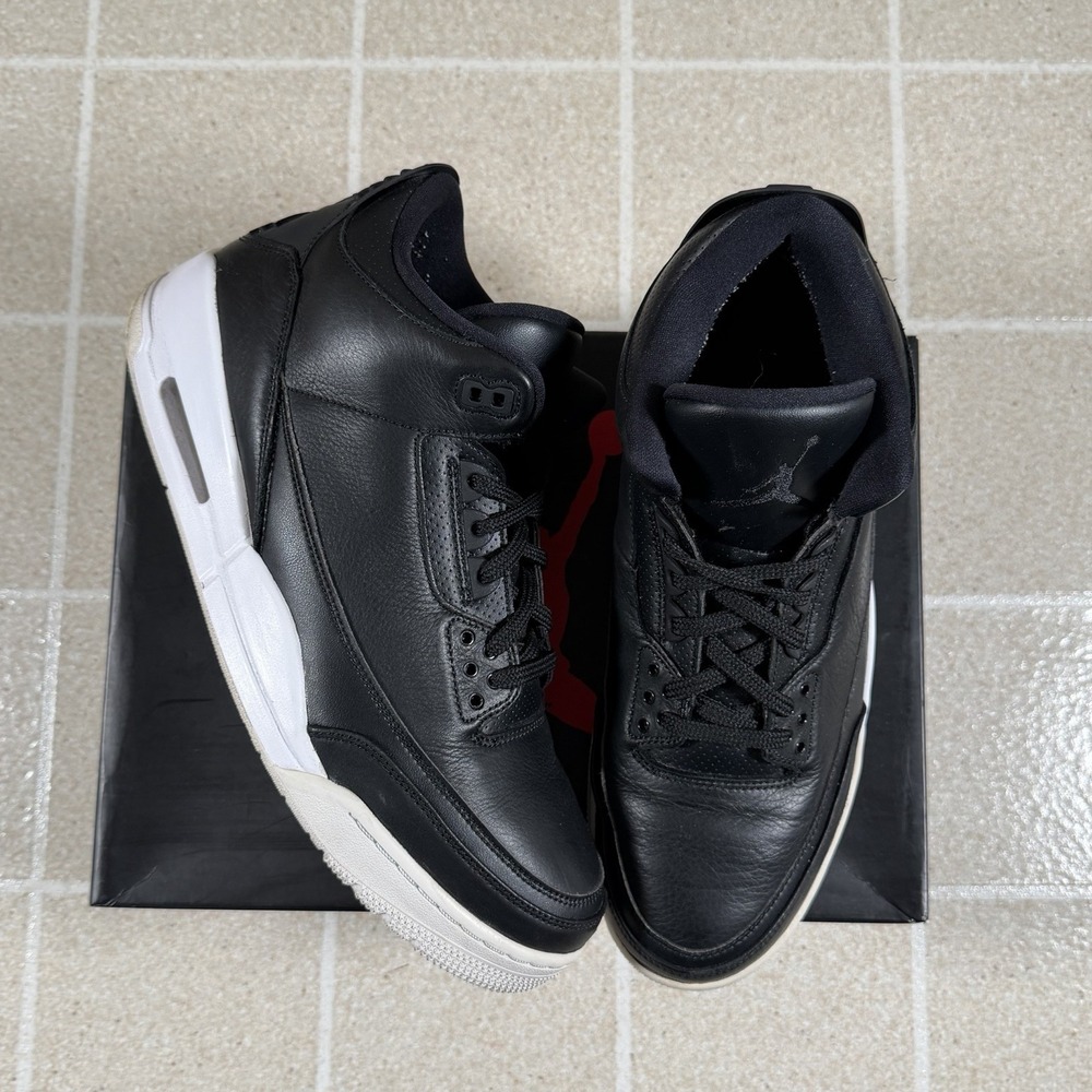 Men's 12 M Nike Air Jordan 3 Retro Cyber Monday 136064-020 Black Leather Shoes
